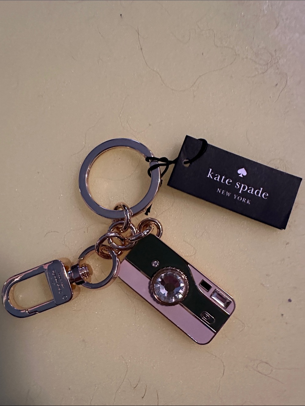 Kate Spade Novelty Camera Charm Keyring with Crystal
